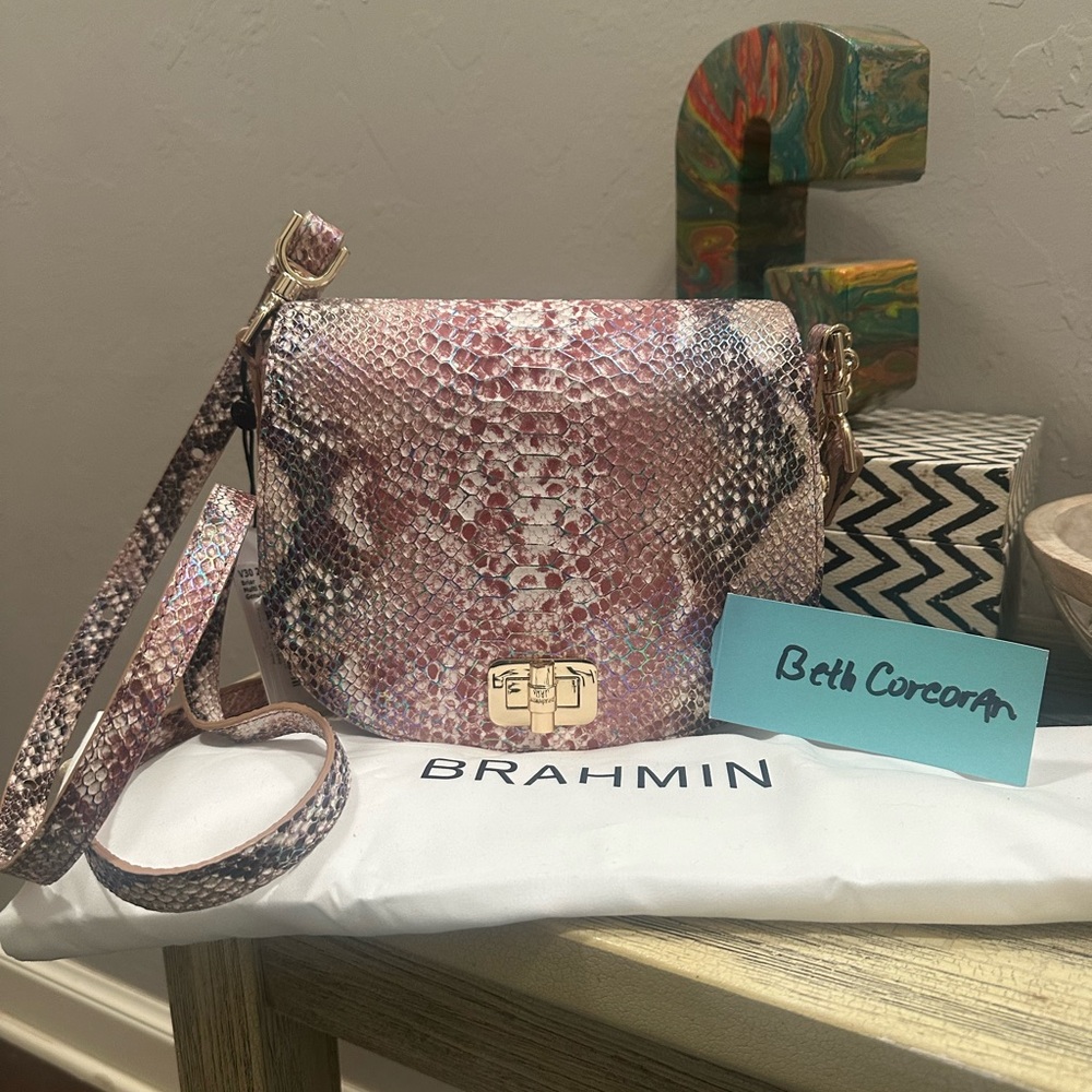 Brahmin Pink Snake Print Women's Bag